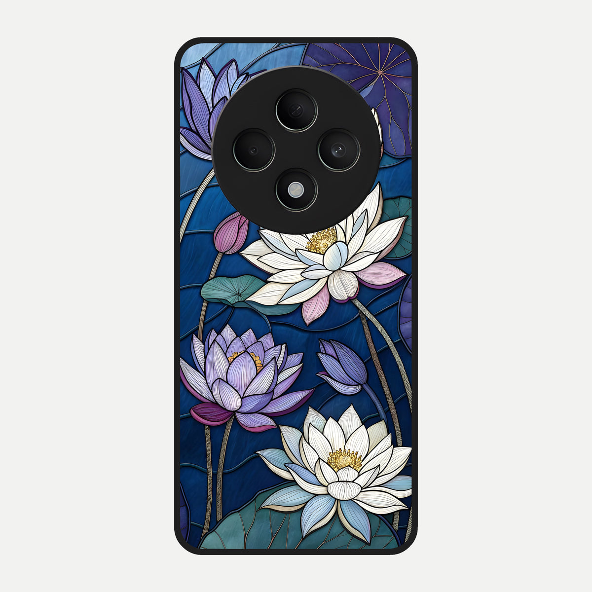 Purple Lotus Stained Glass Case For Oppo F27 5G back cover – full design glossy printed glass finish