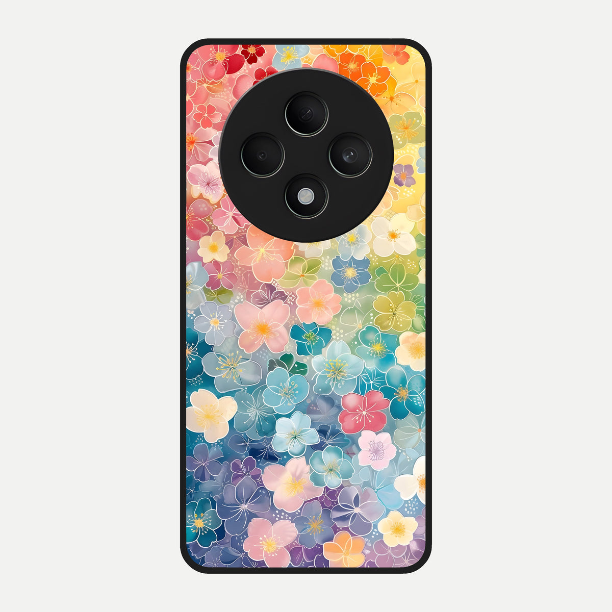  Rainbow Blossom Burst Glass Case For Oppo F27 5G back cover – full design glossy printed glass finish