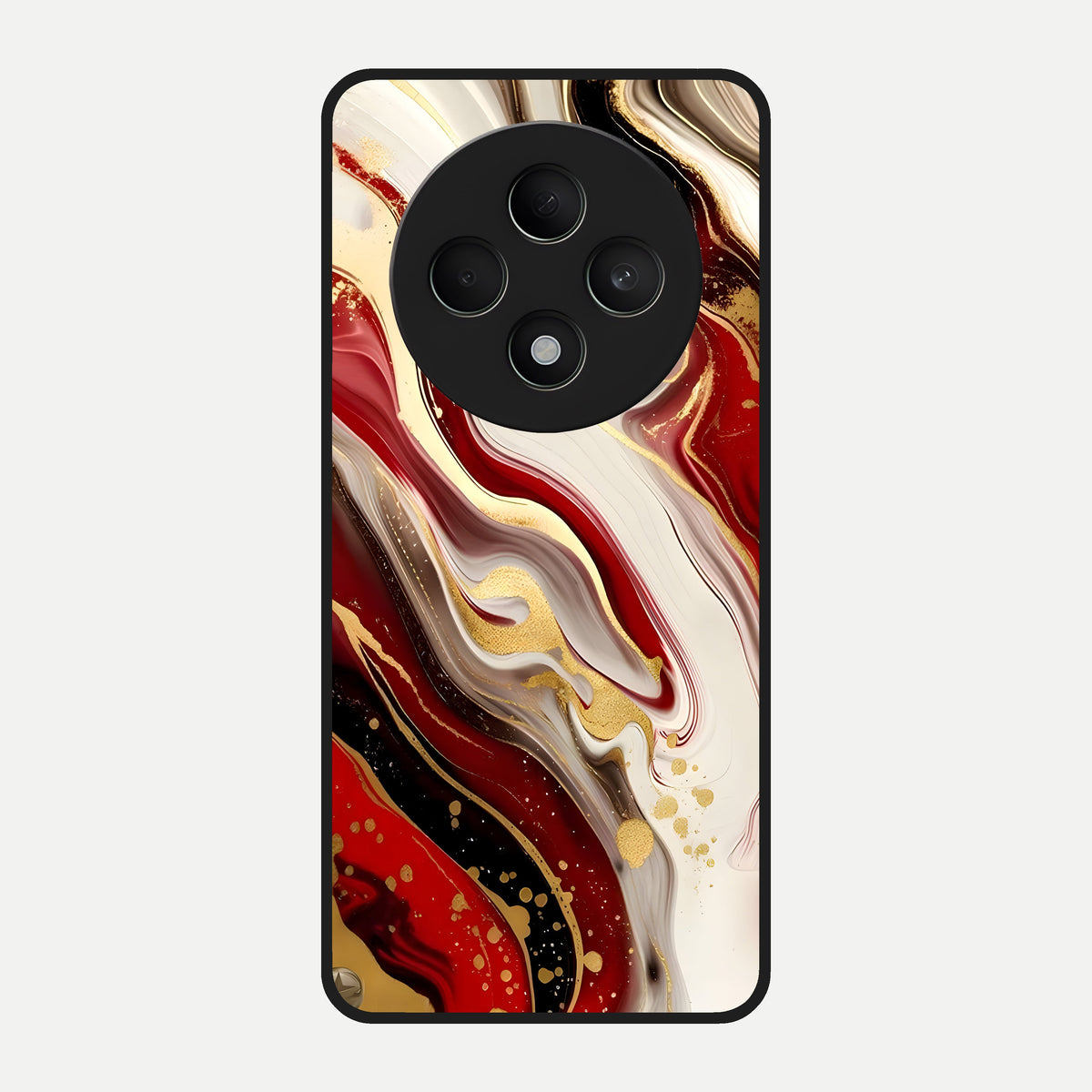 Red And White Marble Glass Case For Oppo F27 5G back cover – full design glossy printed glass finish