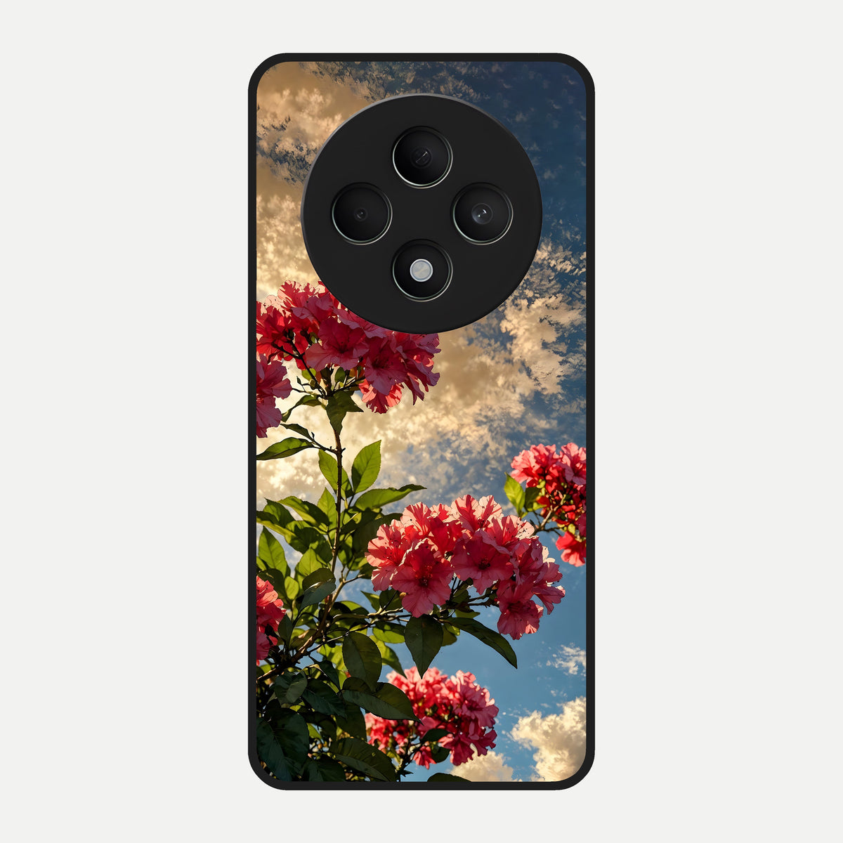  Red Bloom Skies Glass Case For Oppo F27 5G back cover – full design glossy printed glass finish
