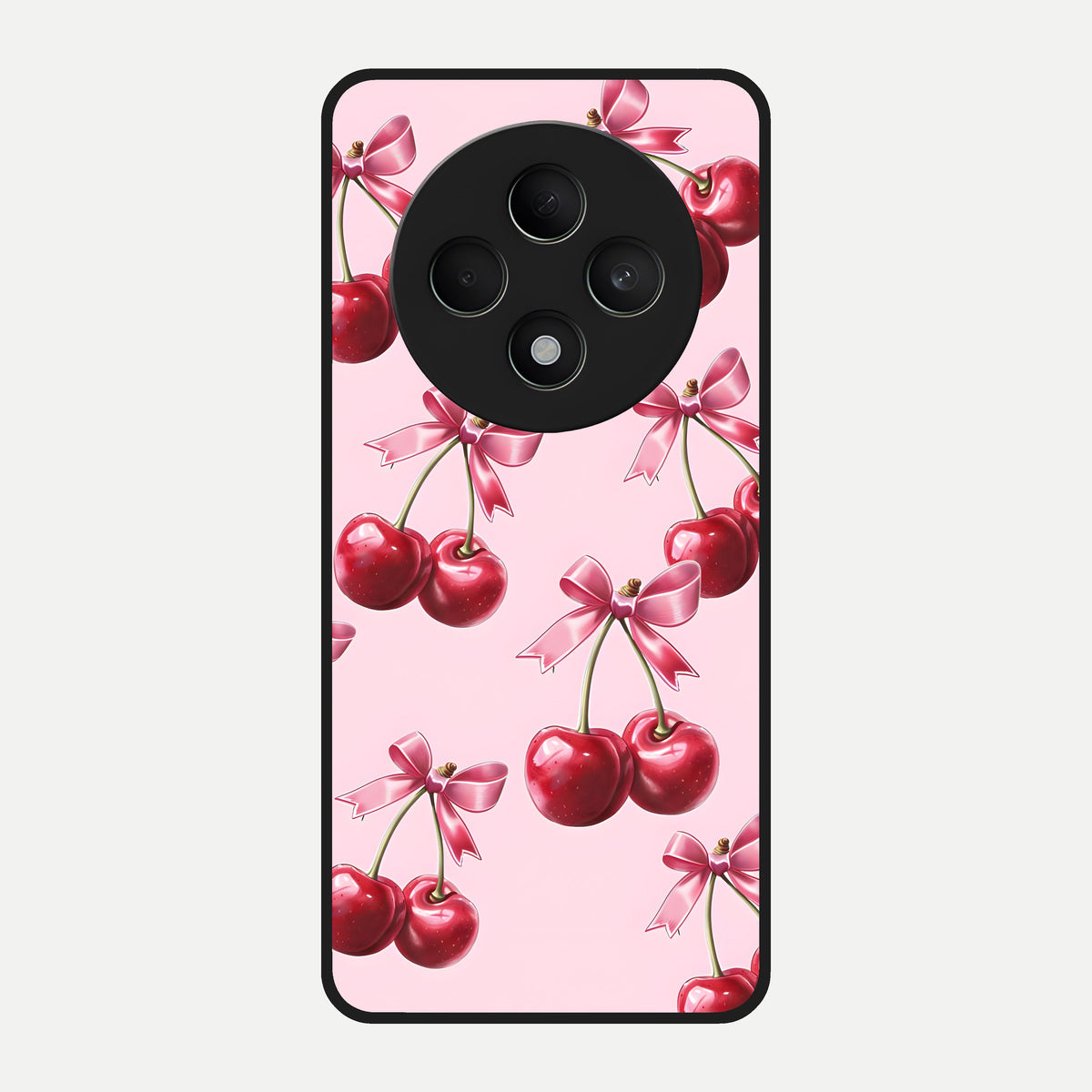  Red Cherries Pattern Glass Case For Oppo F27 5G back cover – full design glossy printed glass finish