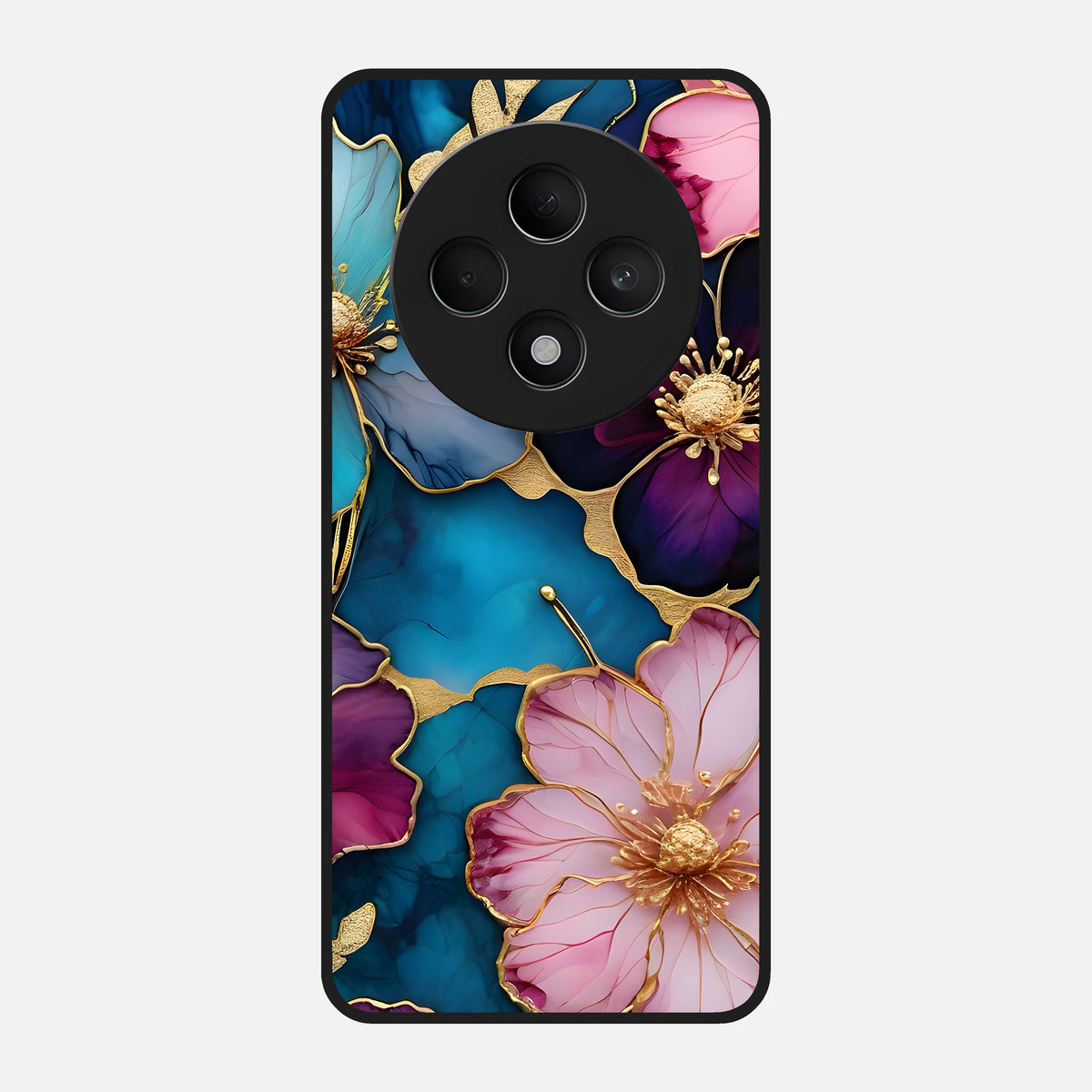  Sparkle Floral Glass Case For Oppo F27 5G back cover – full design glossy printed glass finish