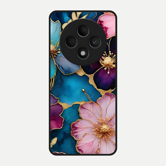  Sparkle Floral Glass Case For Oppo F27 5G back cover – full design glossy printed glass finish