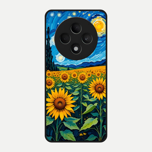 Starry Sunflower Dreams Glass Case For Oppo F27 5G back cover – full design glossy printed glass finish