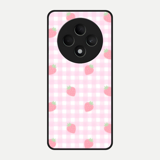  Strawberry Picnic Love Glass Case For Oppo F27 5G back cover – full design glossy printed glass finish