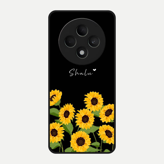  Sunflower Sky Bloom Glass Case For Oppo F27 5G back cover – full design glossy printed glass finish