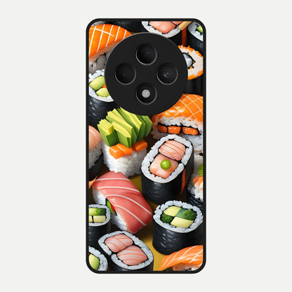  Sushi Food Pattern Glass Case For Oppo F27 5G back cover – full design glossy printed glass finish