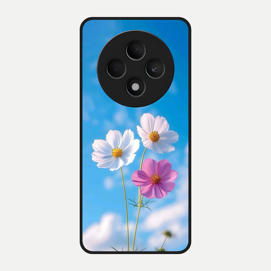  Tripple Flowers With Sky Glass Case For Oppo F27 5G back cover – full design glossy printed glass finish