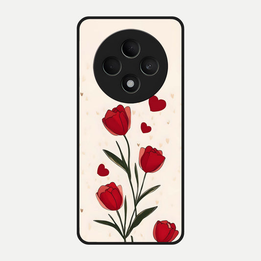  Tulip With Heart Glass Case For Oppo F27 5G back cover – full design glossy printed glass finish