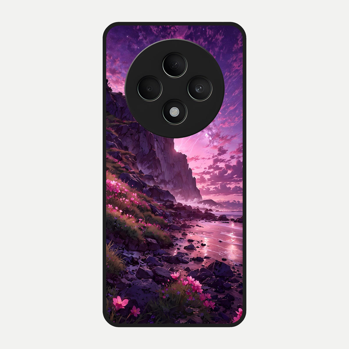  Twilight Blossom Coast Glass Case For Oppo F27 5G back cover – full design glossy printed glass finish