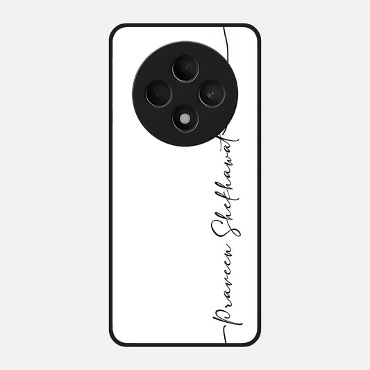  White Tune Custom Name Glass Case For Oppo F27 5G back cover – personalized glossy printed glass finish