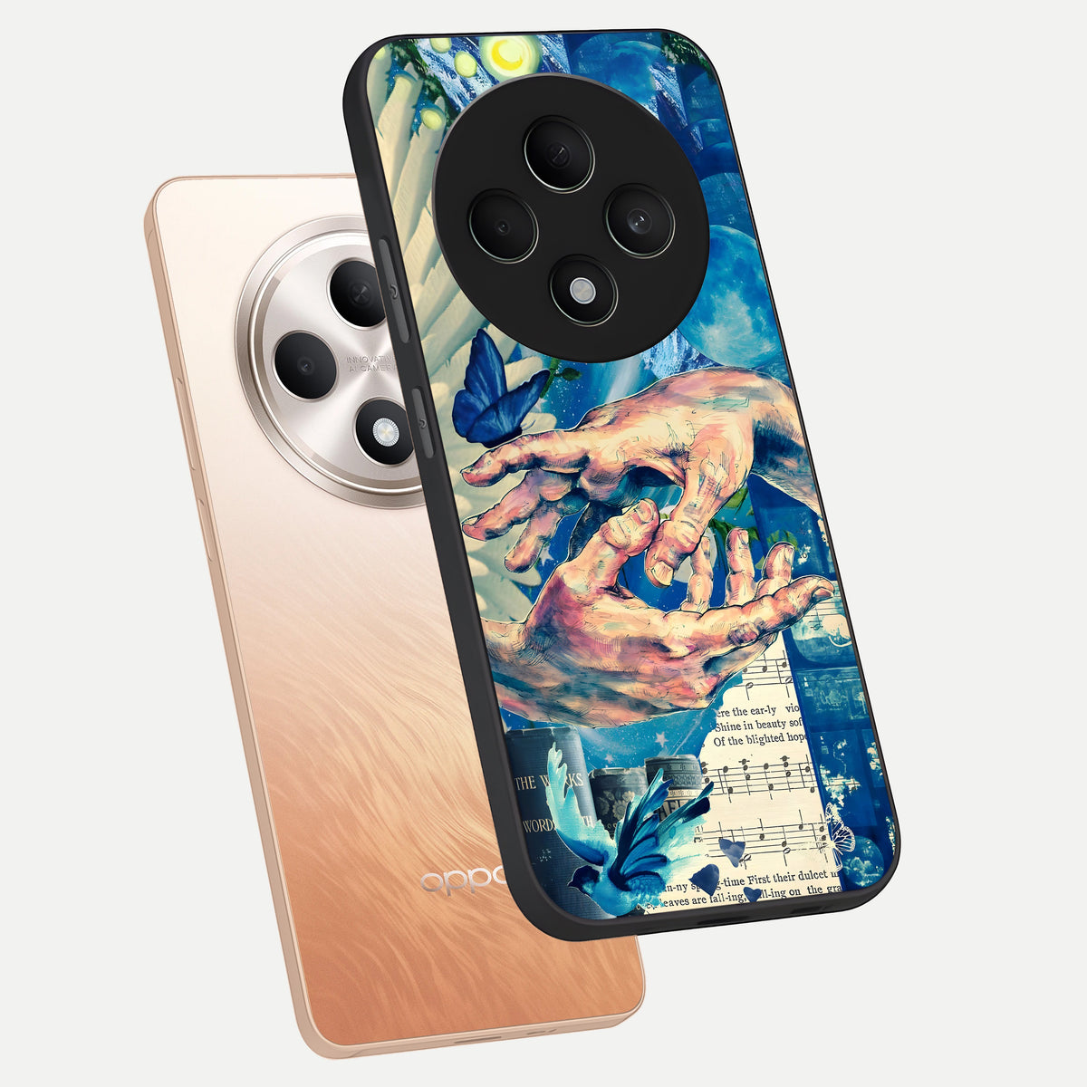  Aesthetic Divider phone case For Oppo F27 5G showing premium glass back cover with detailed artwork