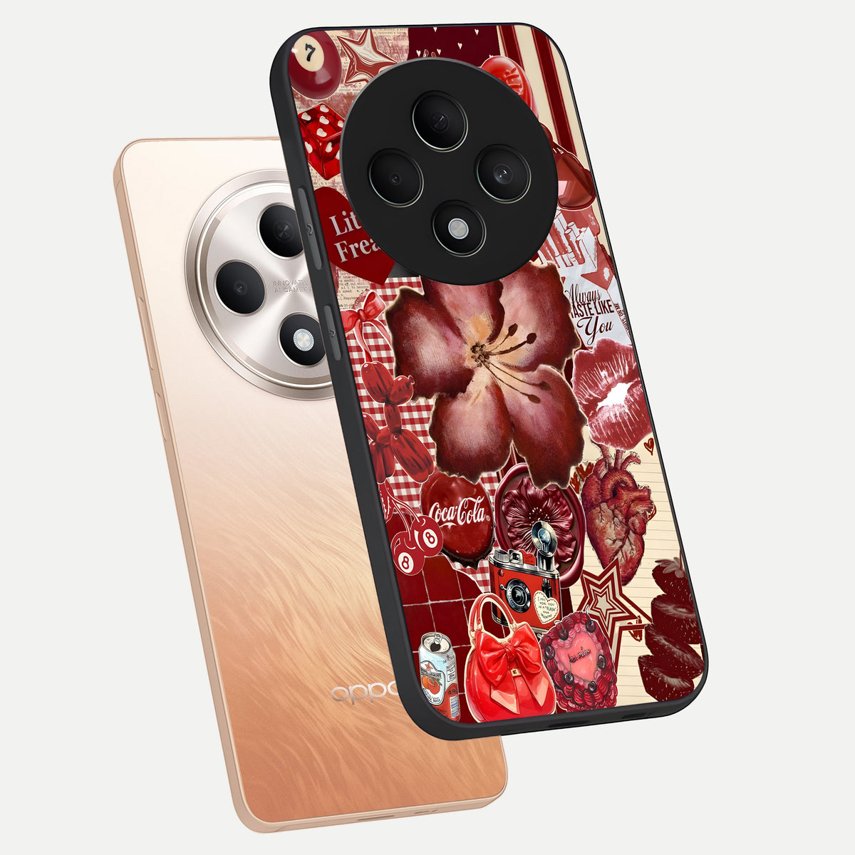  Aesthetic Little Freak phone case For Oppo F27 5G showing premium glass back cover with detailed artwork