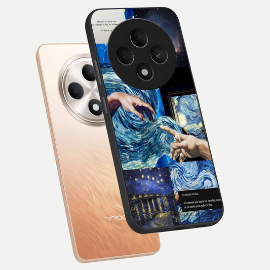  Aesthetic Vando Hands phone case For Oppo F27 5G showing premium glass back cover with detailed artwork