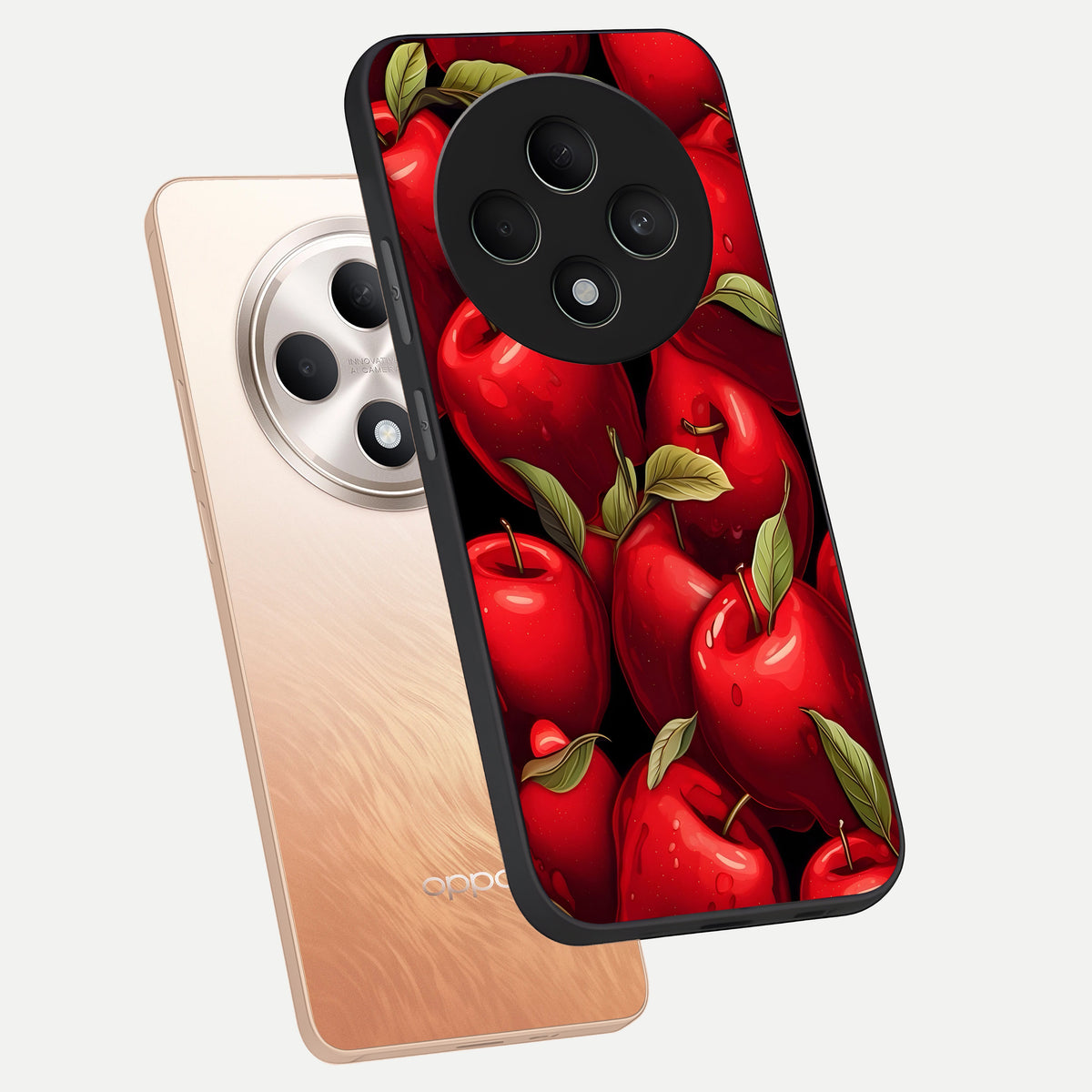  Apple Pattern phone case For Oppo F27 5G showing premium glass back cover with detailed artwork