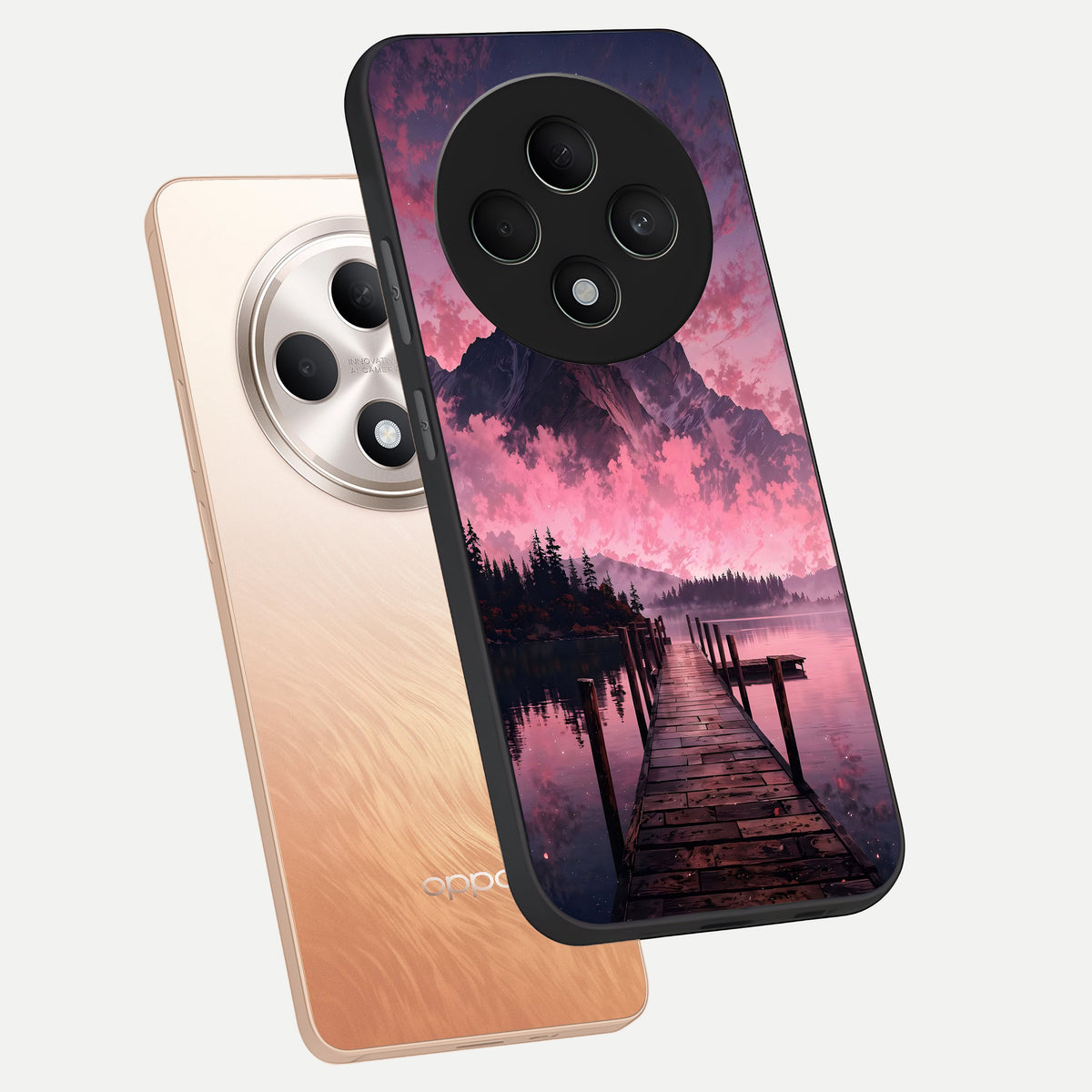  Beautiful Mountain View phone case For Oppo F27 5G showing premium glass back cover with detailed artwork
