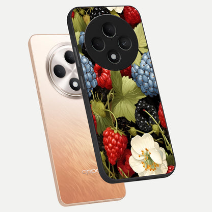  Berry Bloom Charm phone case For Oppo F27 5G showing premium glass back cover with detailed artwork