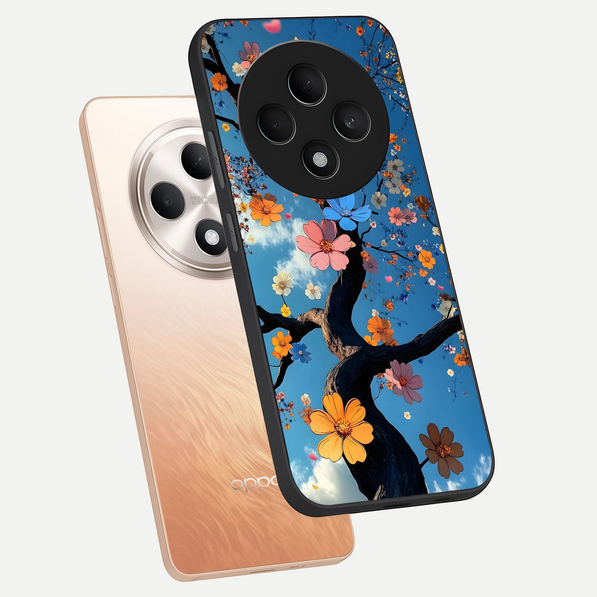  Blossom Dream Sky phone case For Oppo F27 5G showing premium glass back cover with detailed artwork
