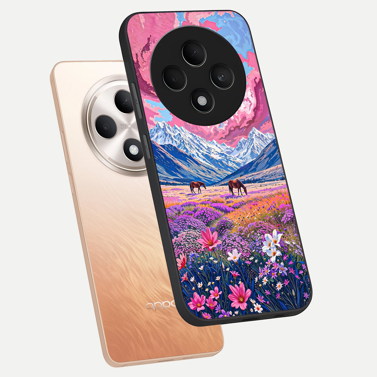  Blossom Valley Dream phone case For Oppo F27 5G showing premium glass back cover with detailed artwork