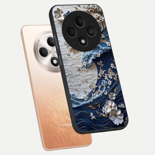  Blossom Wave Art phone case For Oppo F27 5G showing premium glass back cover with detailed artwork