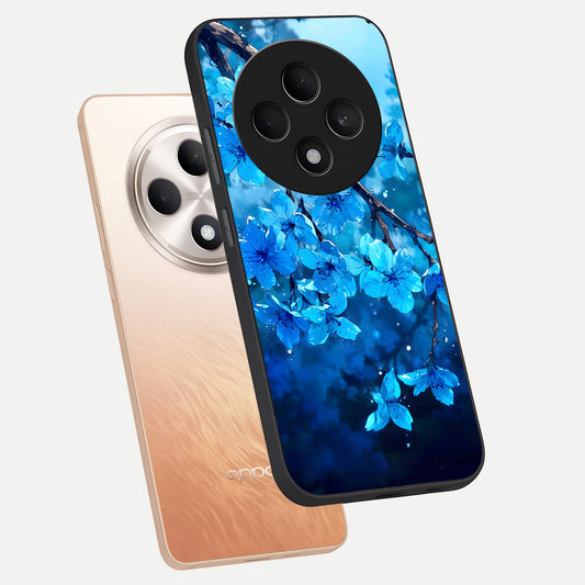  Blue Blossoms Branch phone case For Oppo F27 5G showing premium glass back cover with detailed artwork