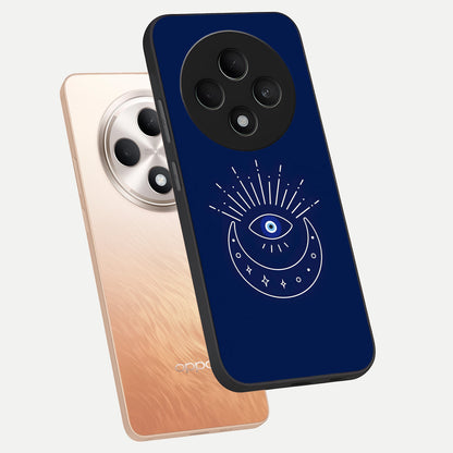  Blue Evil Eye phone case For Oppo F27 5G showing premium glass back cover with detailed artwork