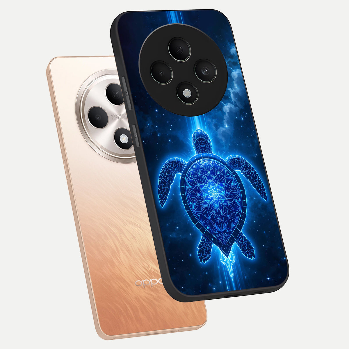  Blue Galaxy Turtle phone case For Oppo F27 5G showing premium glass back cover with detailed artwork