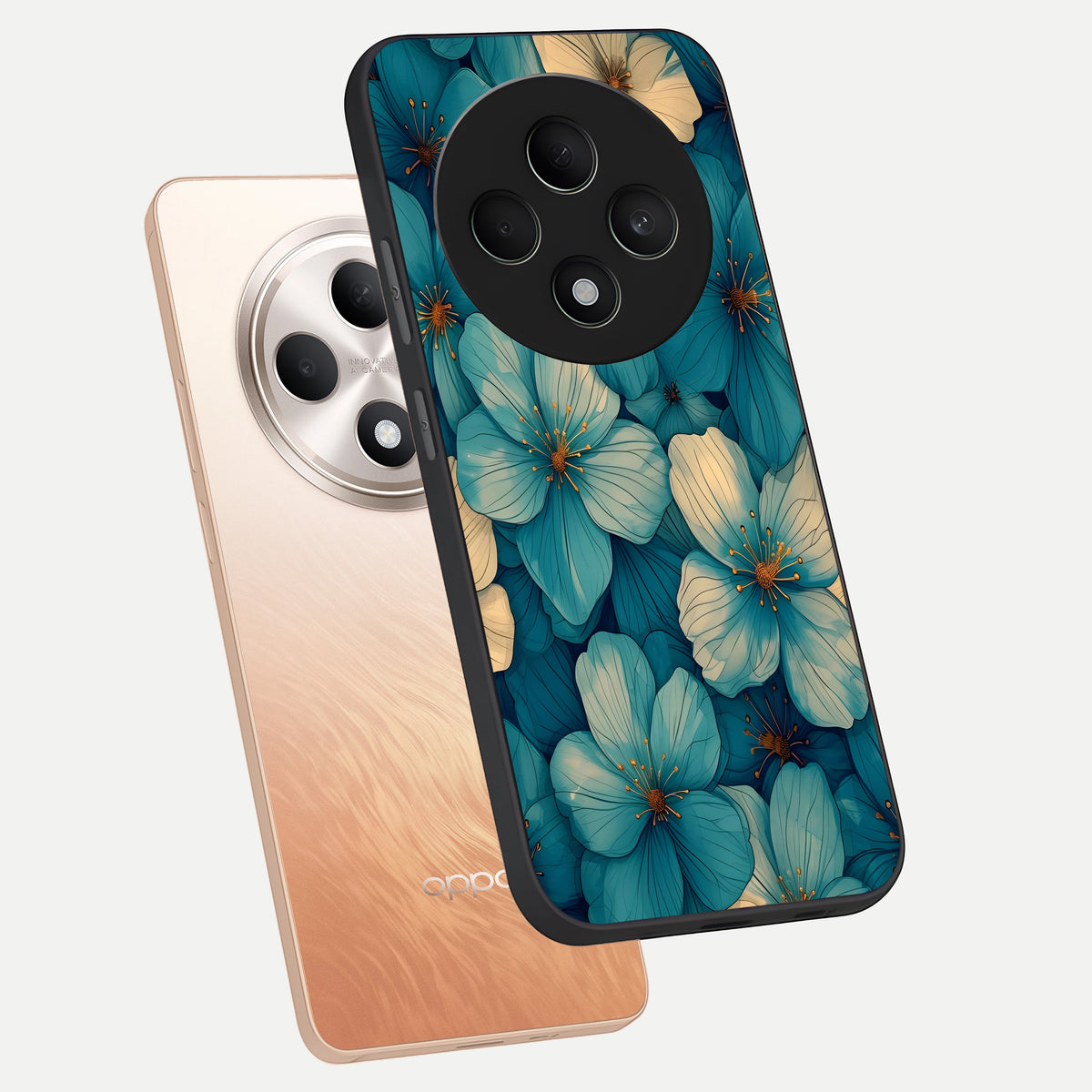  Blue Shade Floral phone case For Oppo F27 5G showing premium glass back cover with detailed artwork