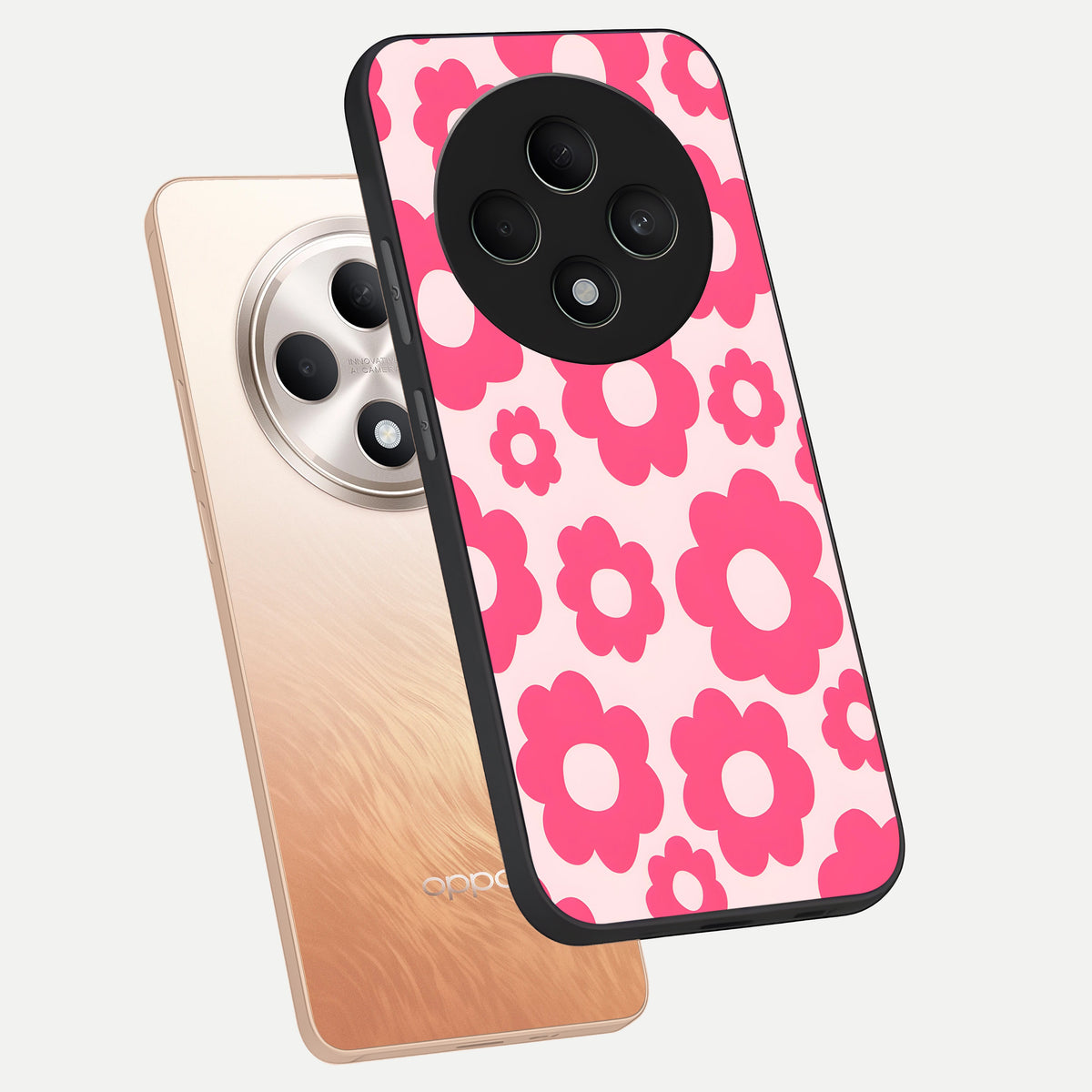  Blush Flower Pop phone case For Oppo F27 5G showing premium glass back cover with detailed artwork