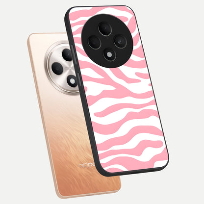  Blush Zebra Flow phone case For Oppo F27 5G showing premium glass back cover with detailed artwork