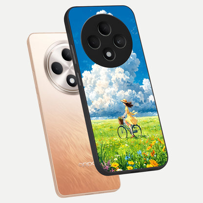  Breezy Meadow Ride phone case For Oppo F27 5G showing premium glass back cover with detailed artwork