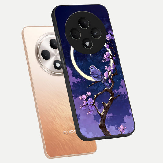  Celestial Bird Blossom phone case For Oppo F27 5G showing premium glass back cover with detailed artwork