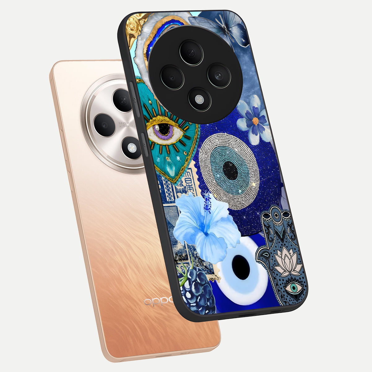 Celestial Blue Vision phone case For Oppo F27 5G showing premium glass back cover with detailed artwork