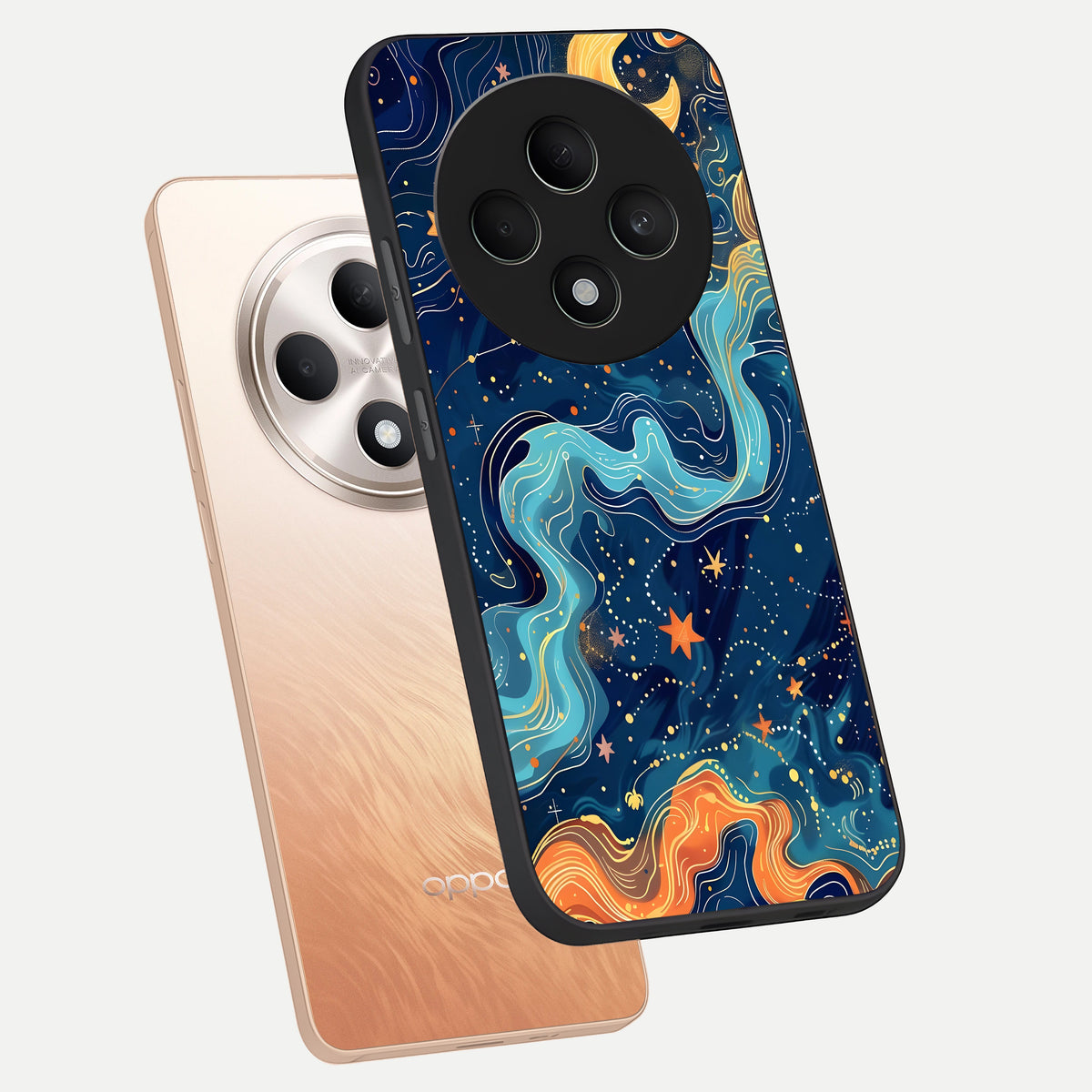  Celestial Dream Flow phone case For Oppo F27 5G showing premium glass back cover with detailed artwork