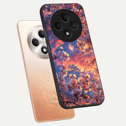  Celestial Sakura Sunset phone case For Oppo F27 5G showing premium glass back cover with detailed artwork