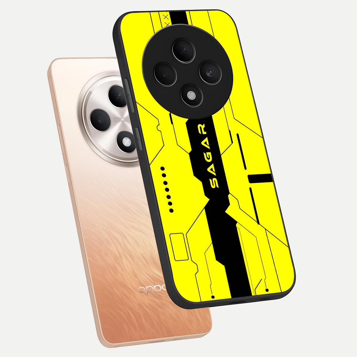  Circuit CYBERPUNK Custom Name phone case For Oppo F27 5G showing premium glass back cover with detailed artwork