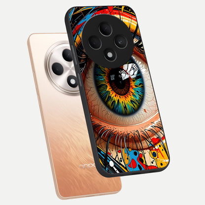  Colorful Eye phone case For Oppo F27 5G showing premium glass back cover with detailed artwork