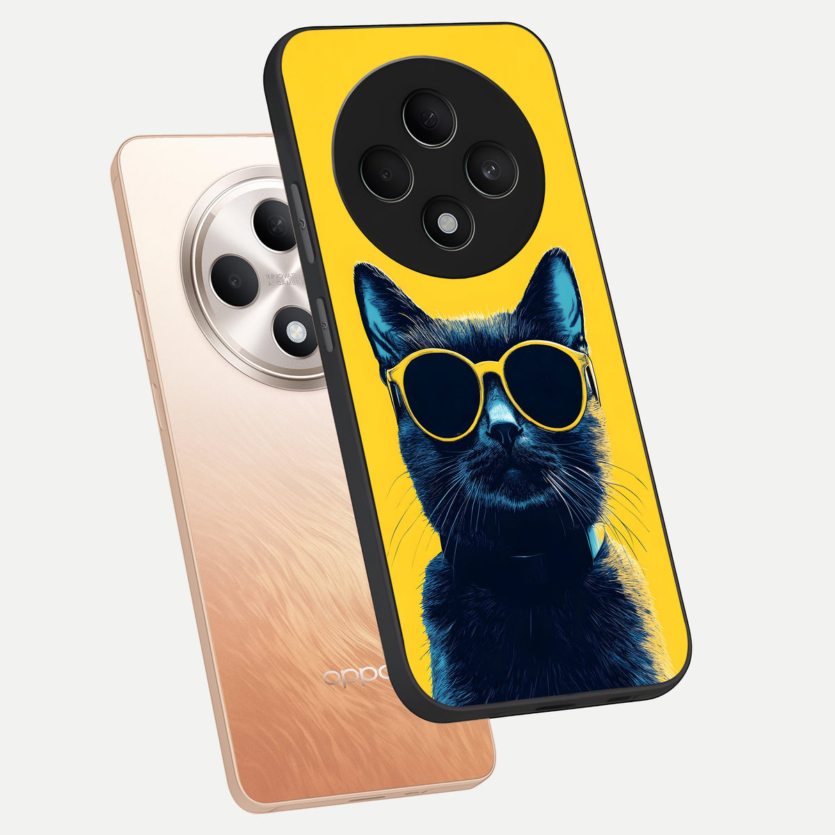  Cool Cat Vibes phone case For Oppo F27 5G showing premium glass back cover with detailed artwork