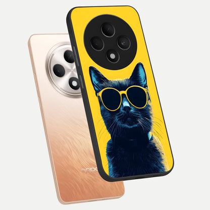  Cool Cat Vibes phone case For Oppo F27 5G showing premium glass back cover with detailed artwork