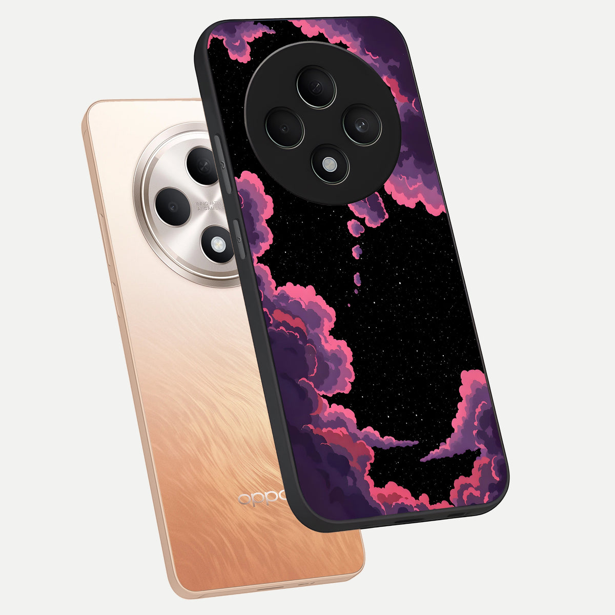  Cosmic Cloud Journey phone case For Oppo F27 5G showing premium glass back cover with detailed artwork