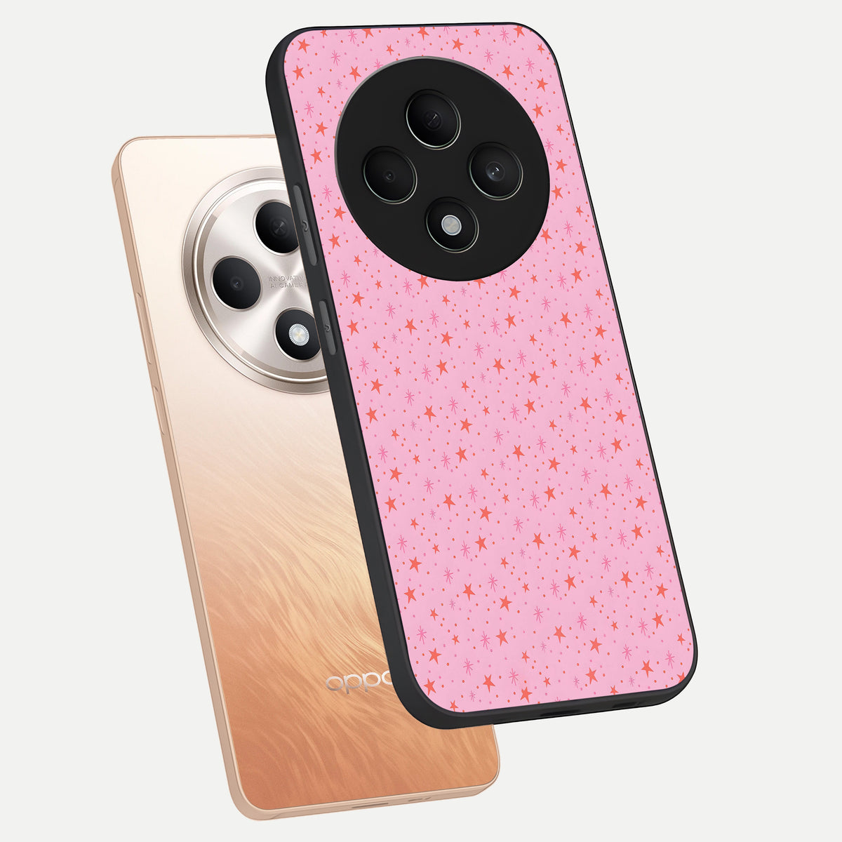  Cosmic Pink Sparkle phone case For Oppo F27 5G showing premium glass back cover with detailed artwork