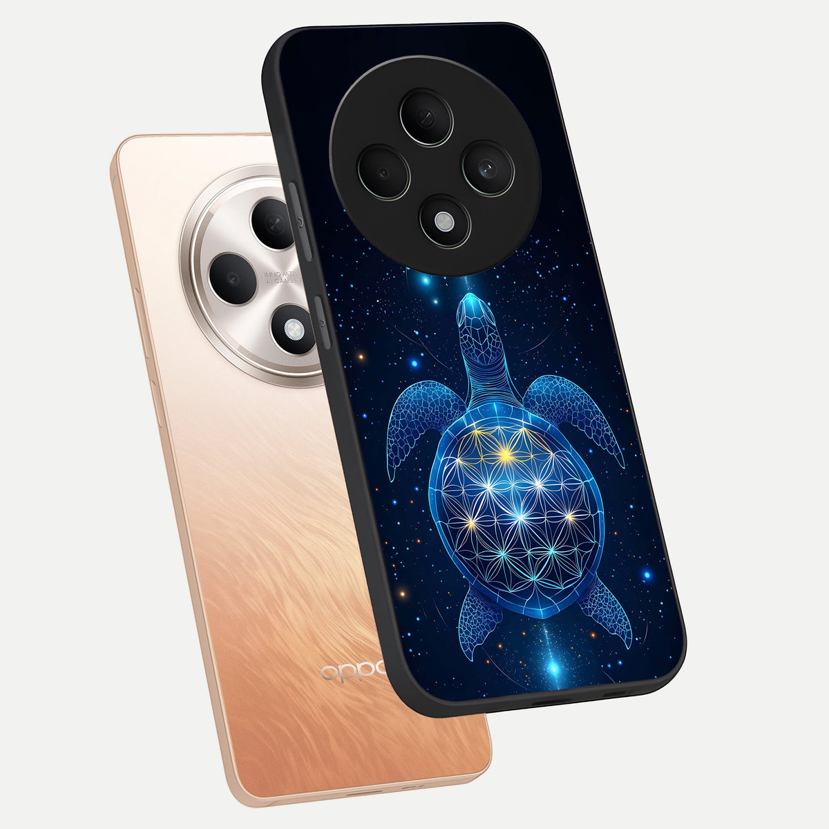  Crimson Blue Turtle phone case For Oppo F27 5G showing premium glass back cover with detailed artwork