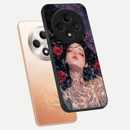  Crimson Rose Serenity phone case For Oppo F27 5G showing premium glass back cover with detailed artwork