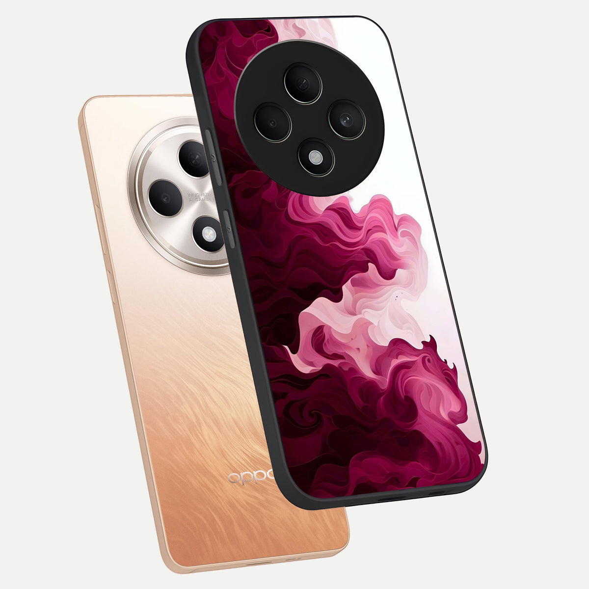  Crimson Wave Flow phone case For Oppo F27 5G showing premium glass back cover with detailed artwork