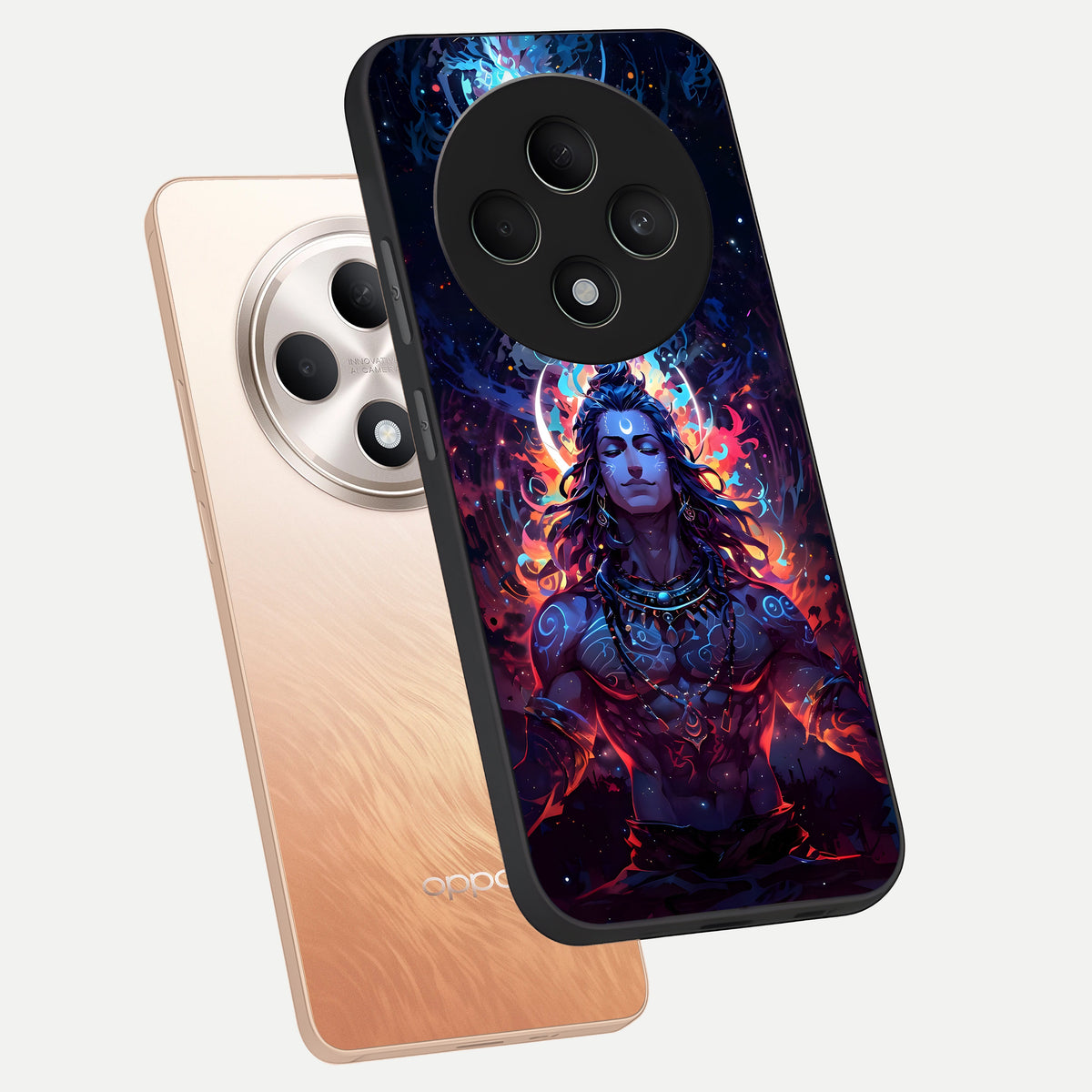  Divine Fire Shiv phone case For Oppo F27 5G showing premium glass back cover with detailed artwork