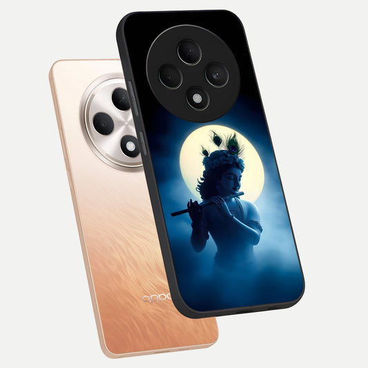  Divine Moon Flute phone case For Oppo F27 5G showing premium glass back cover with detailed artwork