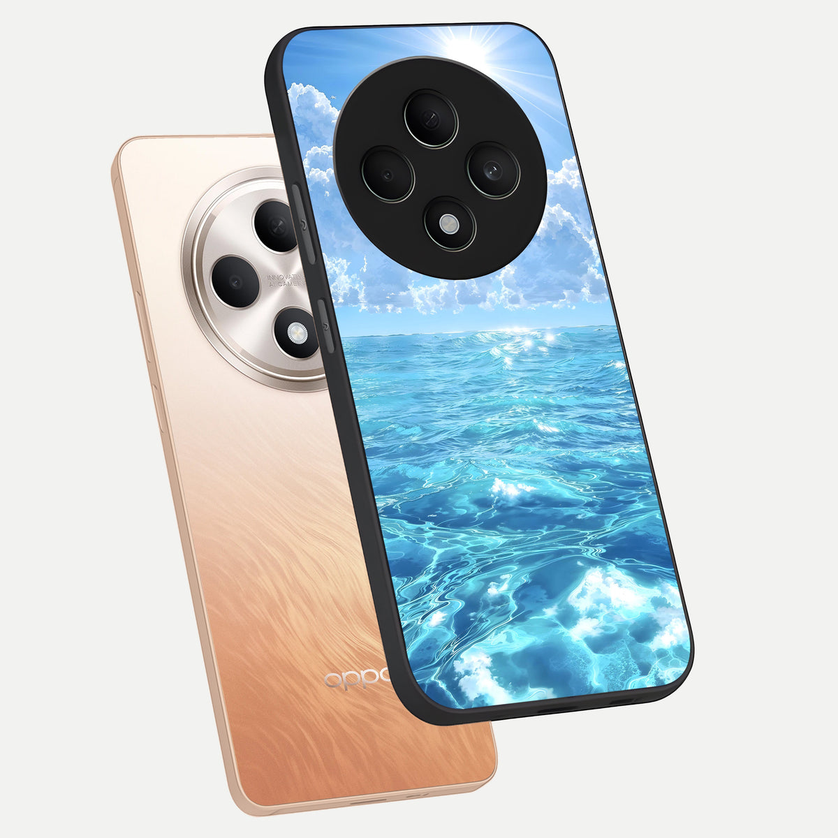  Endless Ocean Horizon phone case For Oppo F27 5G showing premium glass back cover with detailed artwork