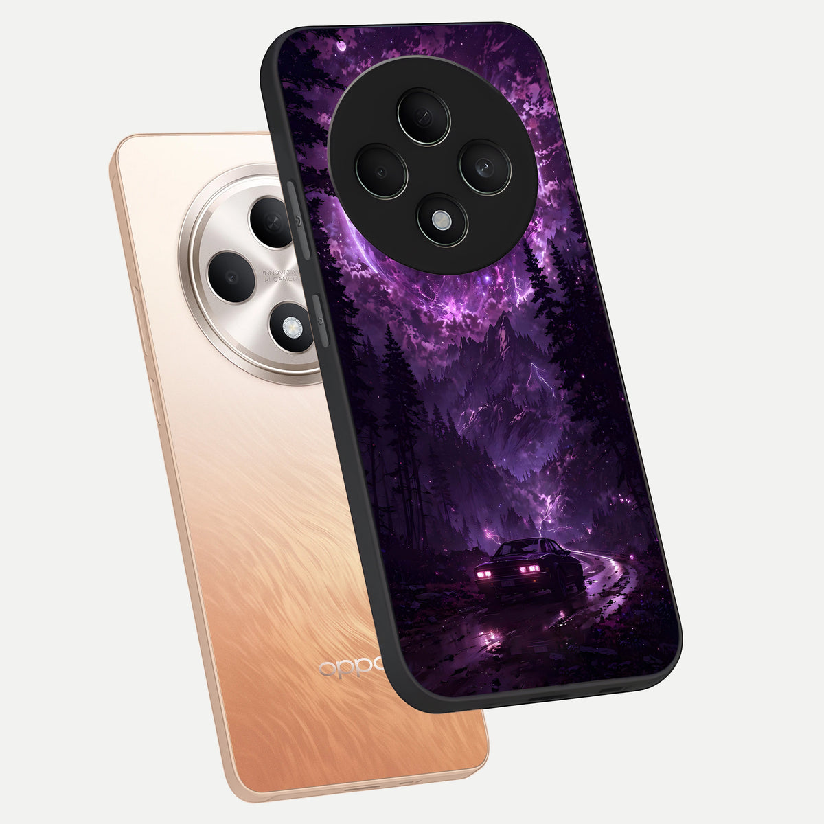  Eternal Cosmic Drive phone case For Oppo F27 5G showing premium glass back cover with detailed artwork