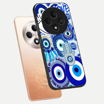  Evil Eyes Dream phone case For Oppo F27 5G showing premium glass back cover with detailed artwork