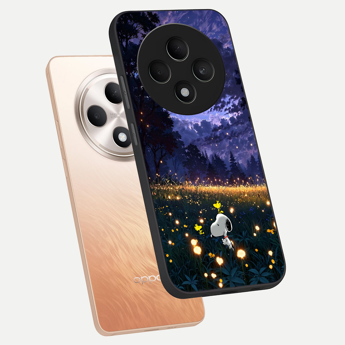  Firefly Meadow Magic phone case For Oppo F27 5G showing premium glass back cover with detailed artwork